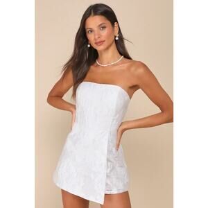 Lulus white jacquard skirt romper